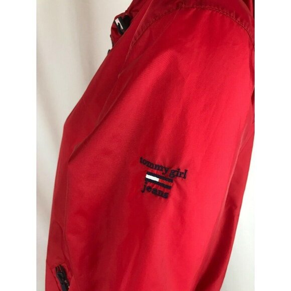 Vintage Tommy Girl Tommy Hilfiger Jeans Windbreaker Jacket Womens Large Red Flag - Picture 3 of 12